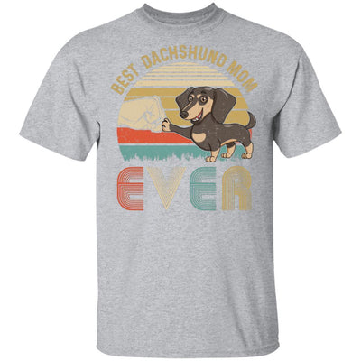 Vintage Best Dachshund Mom Ever Bump Fit Funny Mom Gifts-T-Shirt & Hoodie-Classic T-Shirt-Sport Grey
