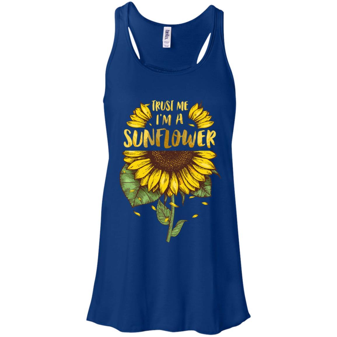Trust Me I'm A Sunflower For Girls-T-Shirt & Tank Top-Women's Flowy Racerback Tank-True Royal