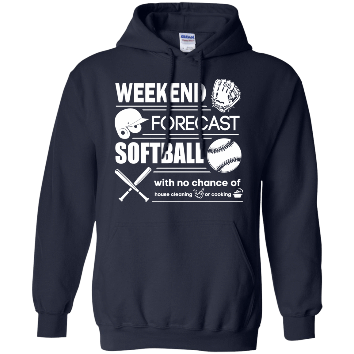 WEEKEND FORECAST SOFTBALL-T-Shirt & Hoodie-Pullover Hoodie-Navy