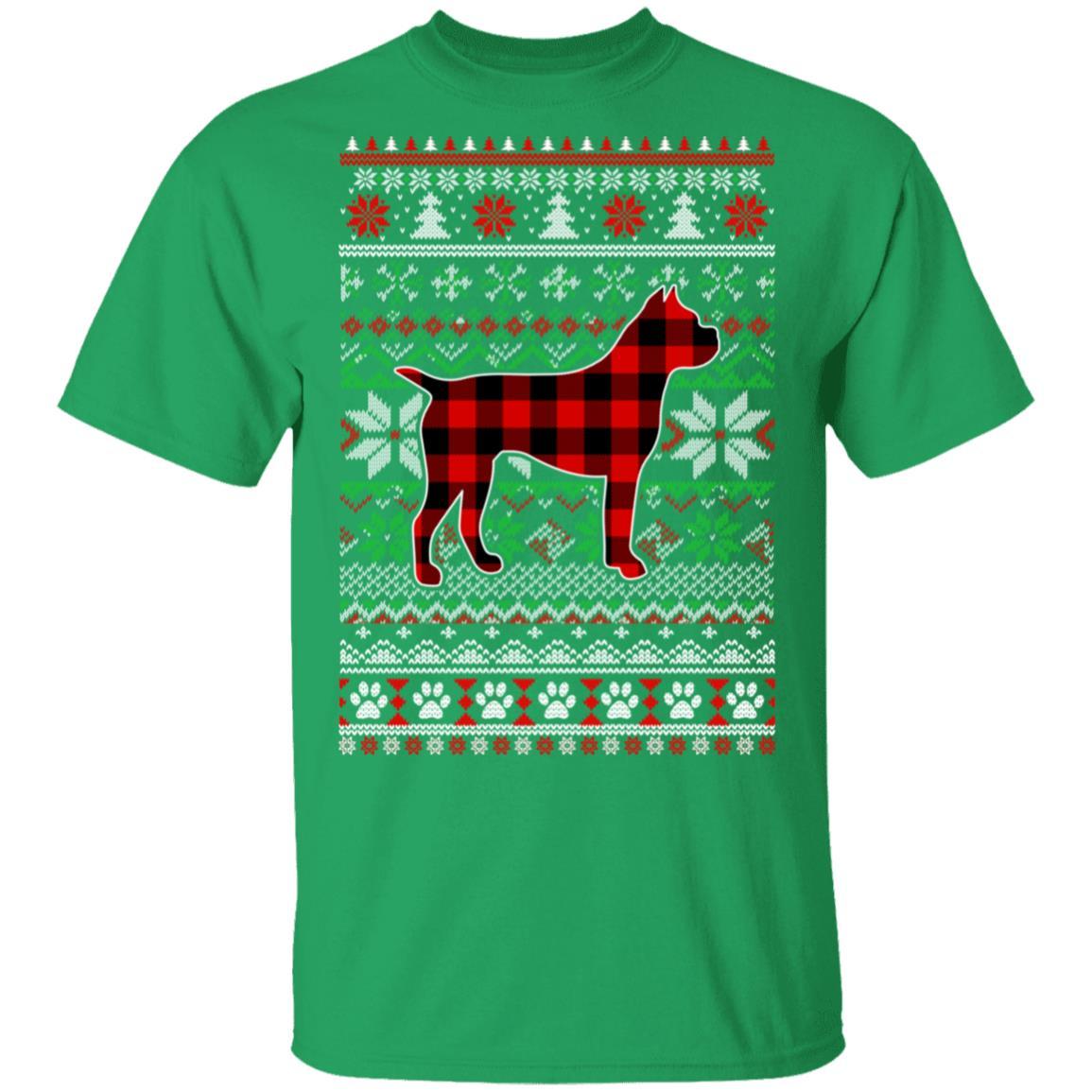 Boxer Red Plaid Ugly Christmas Sweater Gifts-T-Shirt & Sweatshirt-Classic T-Shirt-Irish Green