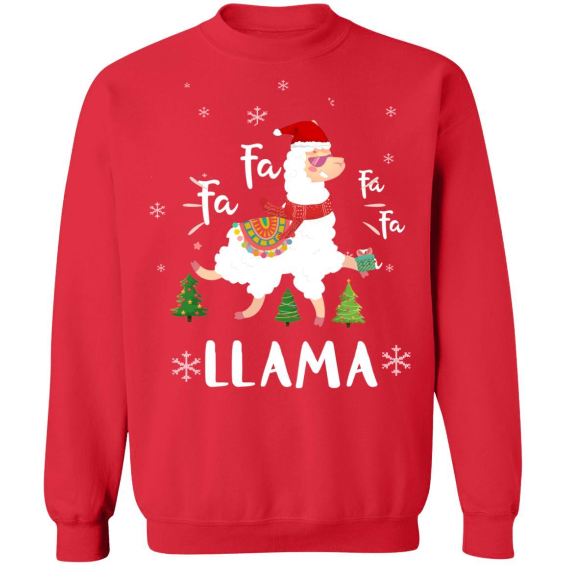 Fa La La Llama Santa Christmas Funny Gift Xmas-T-Shirt & Sweatshirt-Crewneck Sweatshirt-Red