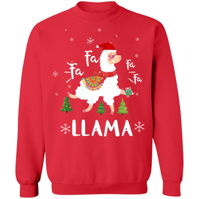 Fa La La Llama Santa Christmas Funny Gift Xmas-T-Shirt & Sweatshirt-Crewneck Sweatshirt-Red