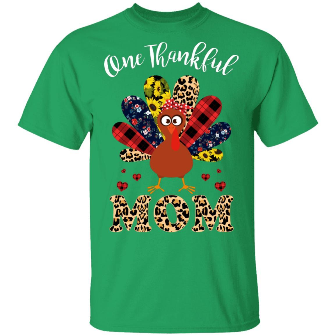 One Thankful Mom Leopard Turkey Thanksgiving Gift-T-Shirt & Sweatshirt-Classic T-Shirt-Irish Green