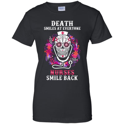 Death Smiles At Everyone Nurses Smile Back-T-Shirt & Tank Top-Women's T-Shirt-Black