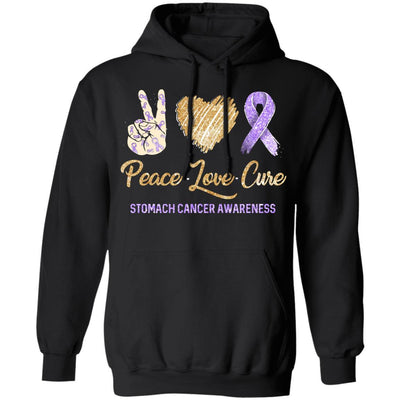 Peace Love Cure Stomach Cancer Awareness-T-Shirt & Hoodie-Pullover Hoodie-Black