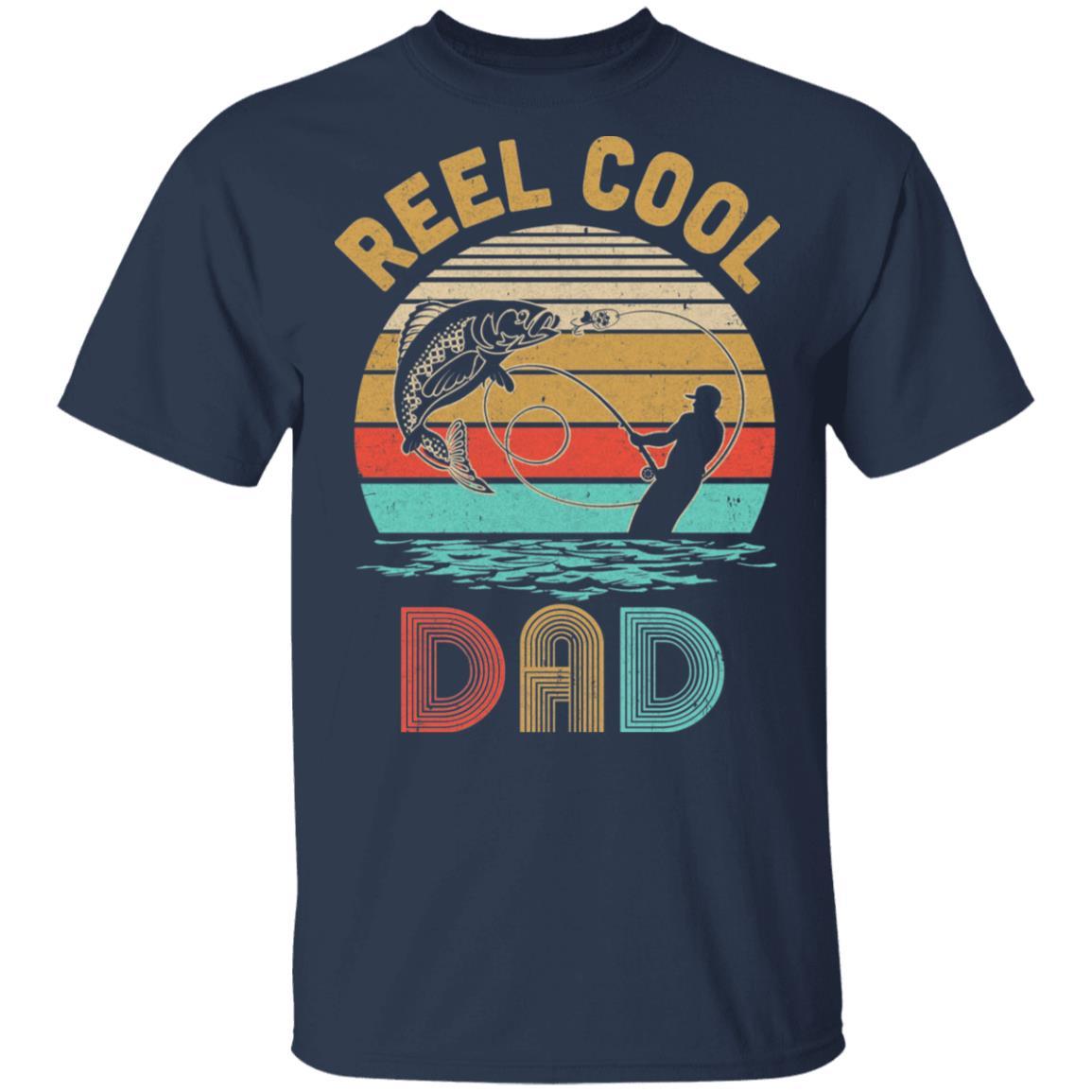 Vintage Reel Cool Bonus Dad Fish Fishing Father's Day Gift-T-Shirt & Hoodie-Classic T-Shirt-Navy