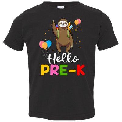 Funny Hello Pre-K Gift Back To School Sloth Gift Youth-Youth Shirt-Toddler T-Shirt-Black