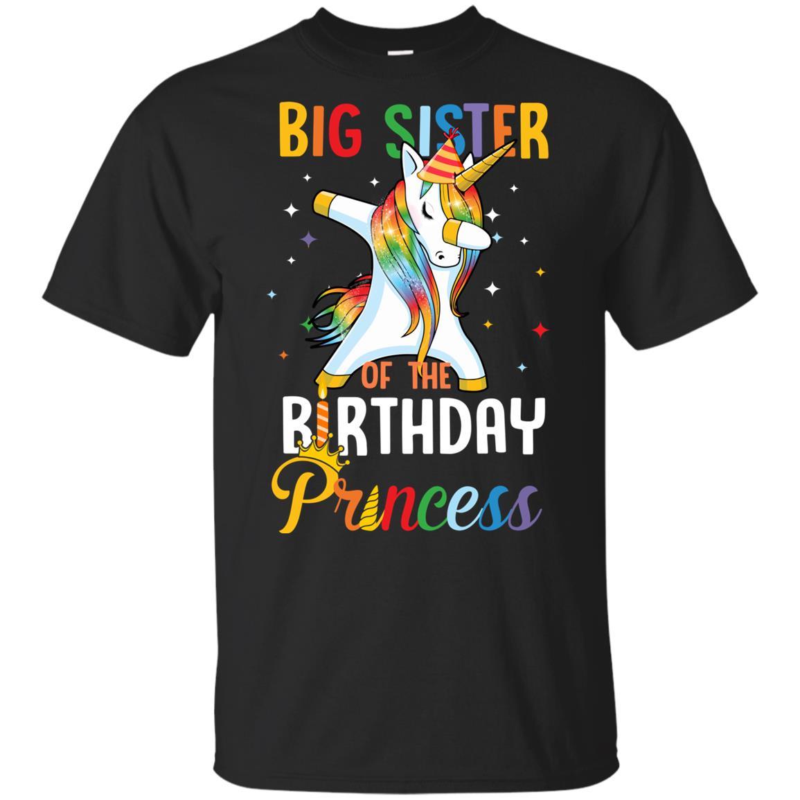 Proud Big Sister Of A Birthday Princess Unicorn Dab Youth-Youth Shirt-Youth T-Shirt-Black
