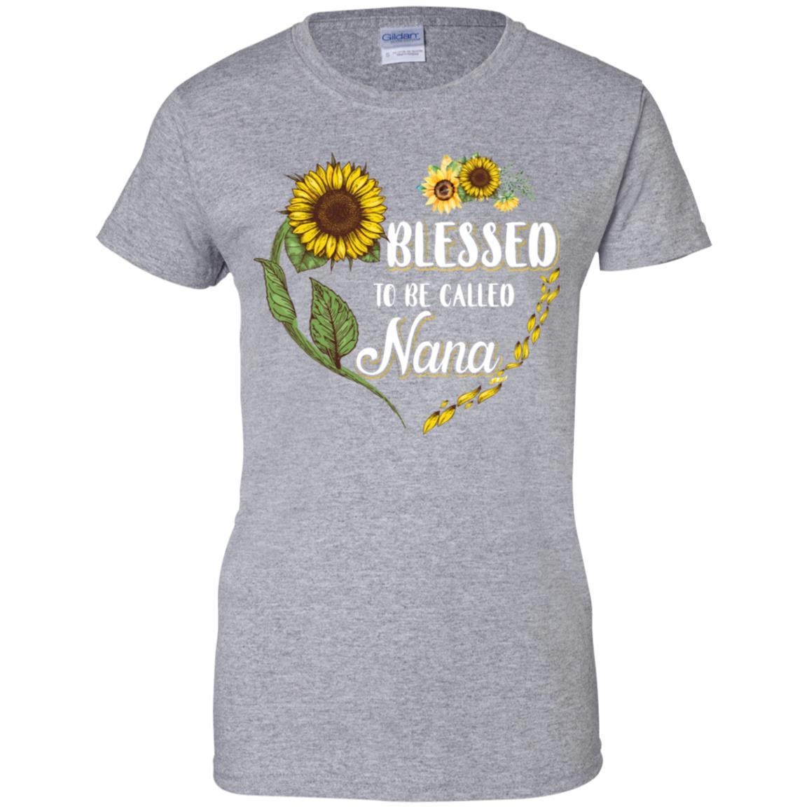 Blessed To Be Called Nana Sunflower Mothers Day Gift-T-Shirt & Tank Top-Women's T-Shirt-Sport Grey