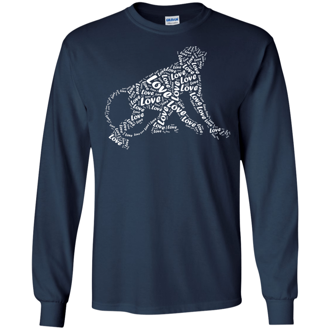 I Love Monkey T-Shirt Word Graphic Tee-T-Shirt & Hoodie-Long Sleeve T-Shirt-Navy
