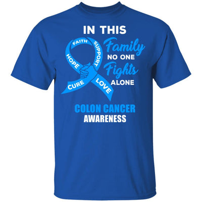 In This Family No One Fights Alone Colon Cancer Awareness Youth-Youth Shirt-Youth T-Shirt-Royal