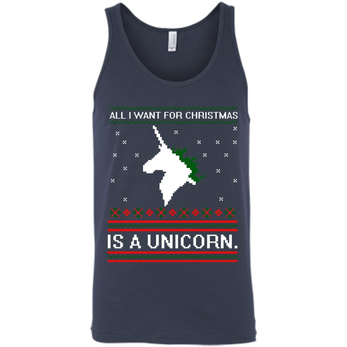 All I Want For Christmas Is A Unicorn Sweater-T-Shirt & Hoodie-Unisex Tank-Navy