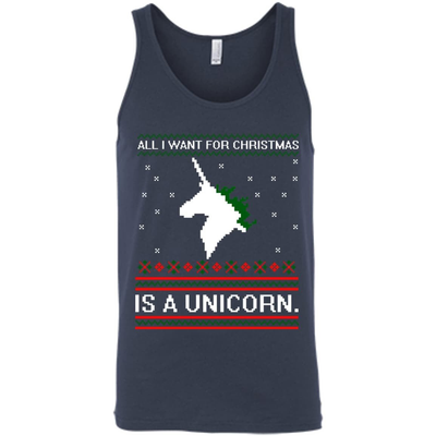 All I Want For Christmas Is A Unicorn Sweater-T-Shirt & Hoodie-Unisex Tank-Navy
