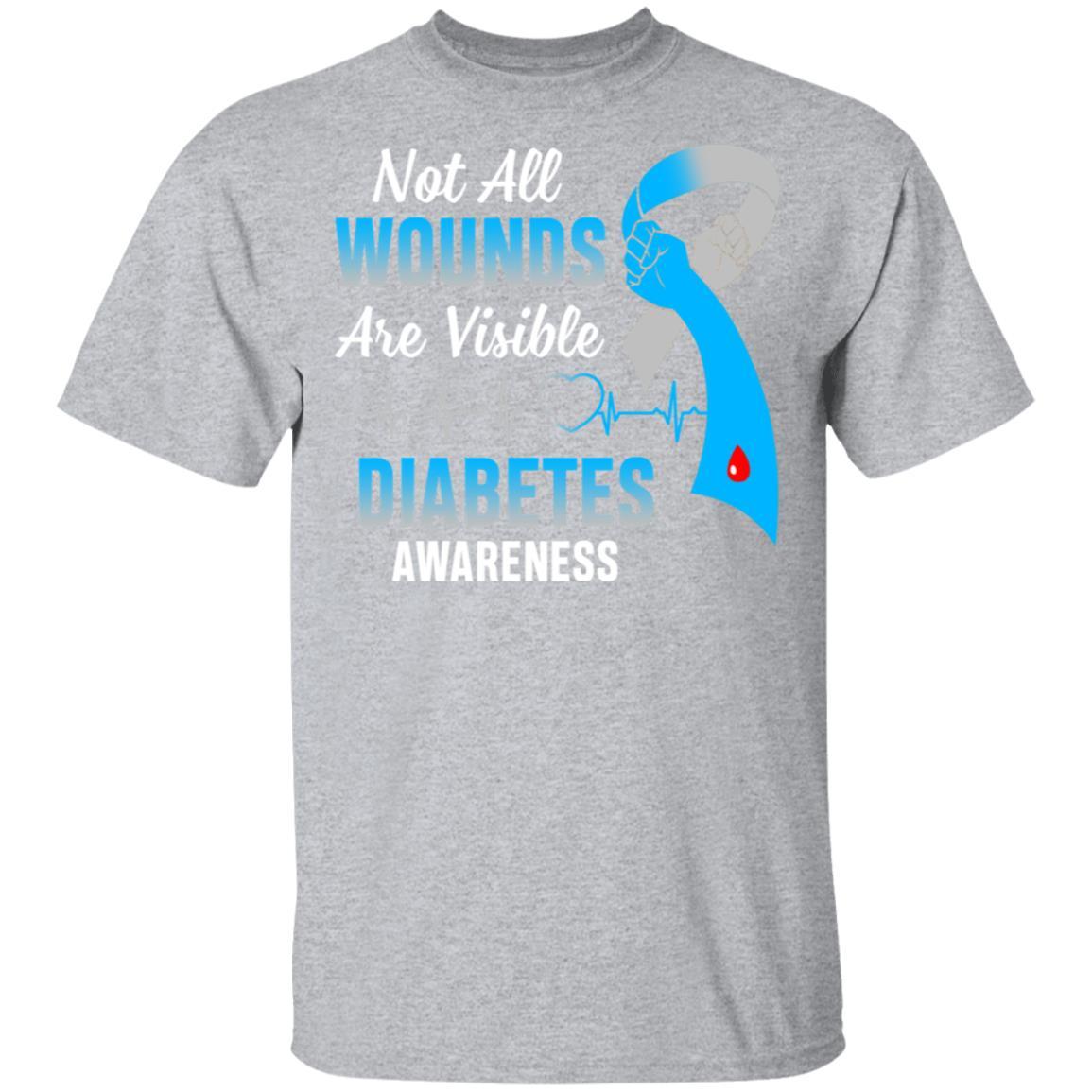 Diabetes Awareness Not All Wounds Are Visible-T-Shirt & Hoodie-Classic T-Shirt-Sport Grey