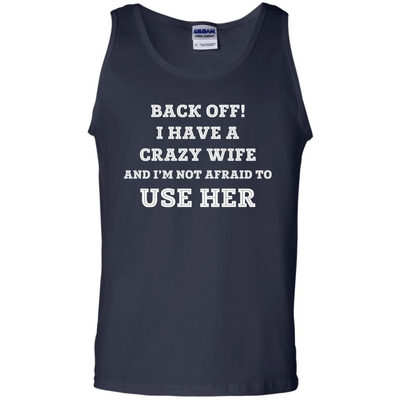 BACK OFF I HAVE A CRAZY WIFE-T-Shirt & Hoodie-Unisex Tank-Navy