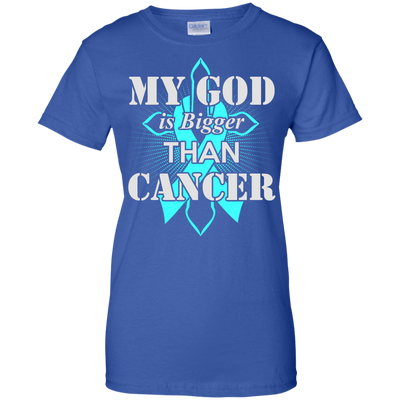 My God Is Bigger Than Cancer Teal Awareness Ribbon-T-Shirt & Hoodie-Women's T-Shirt-Royal