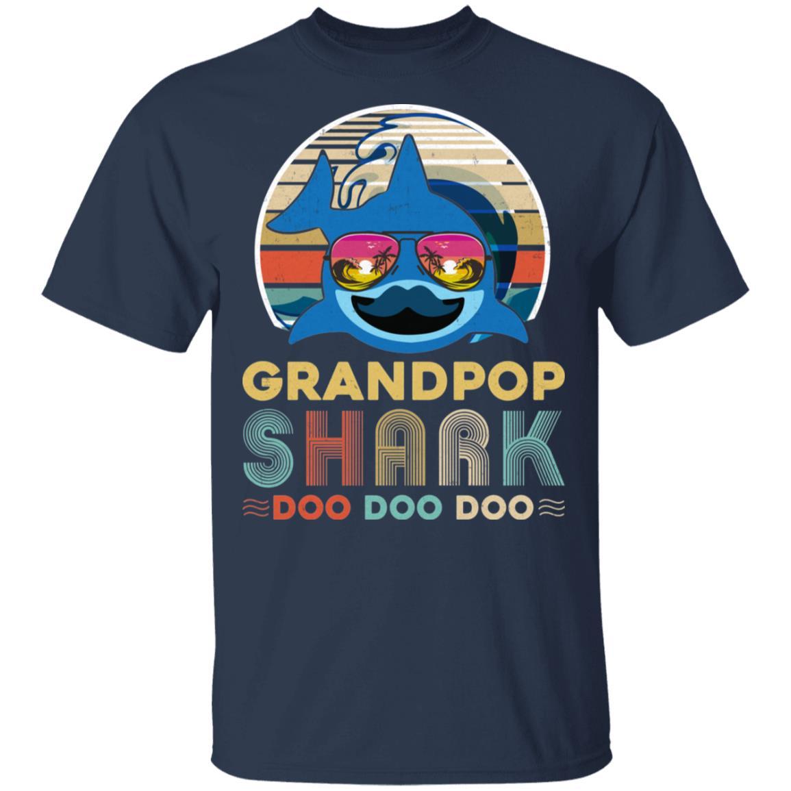 Retro Vintage Grandpop Shark Doo Doo Doo-T-Shirt & Hoodie-Classic T-Shirt-Navy