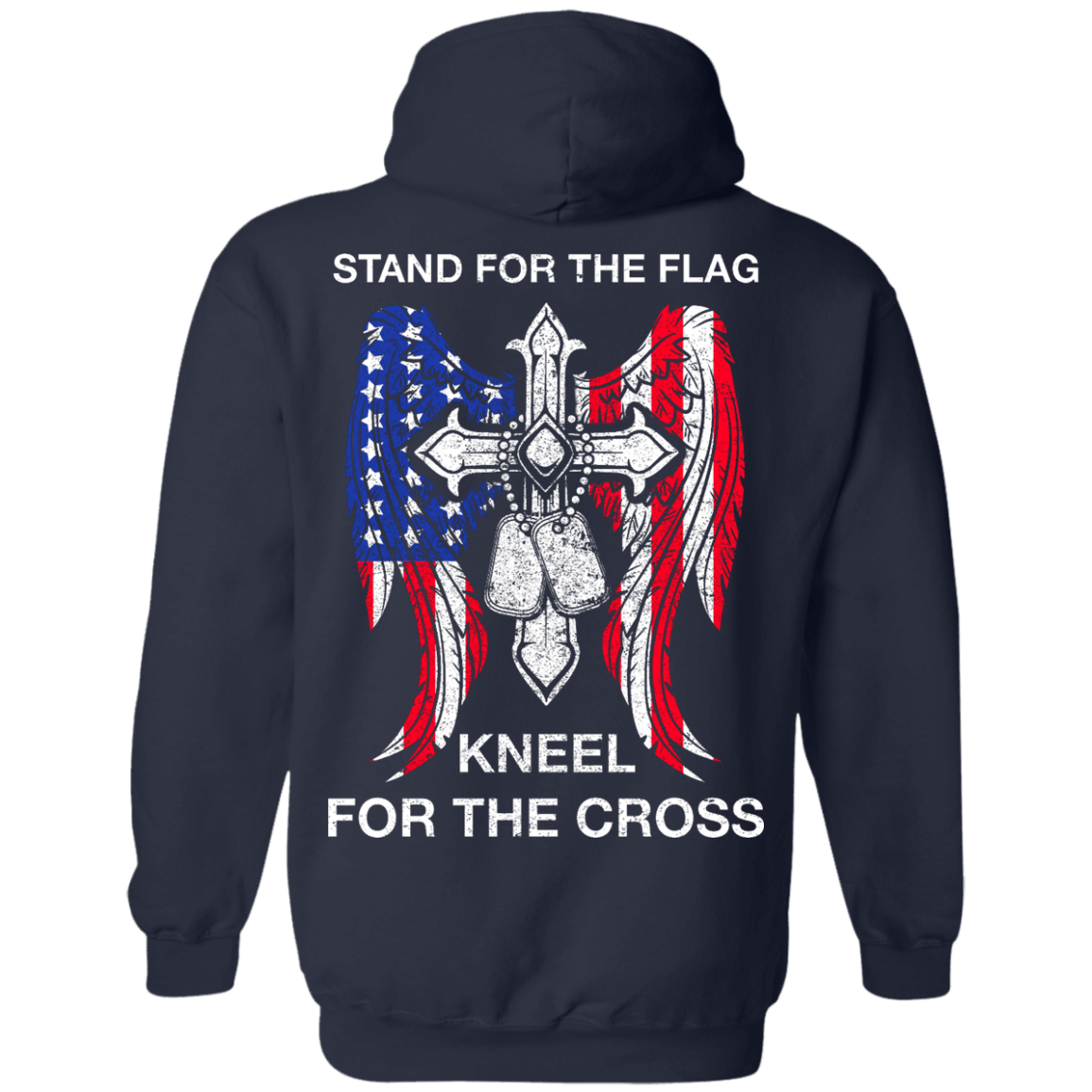 Stand For The Flag Kneel For The Cross-T-Shirt & Hoodie-Pullover Hoodie-Navy