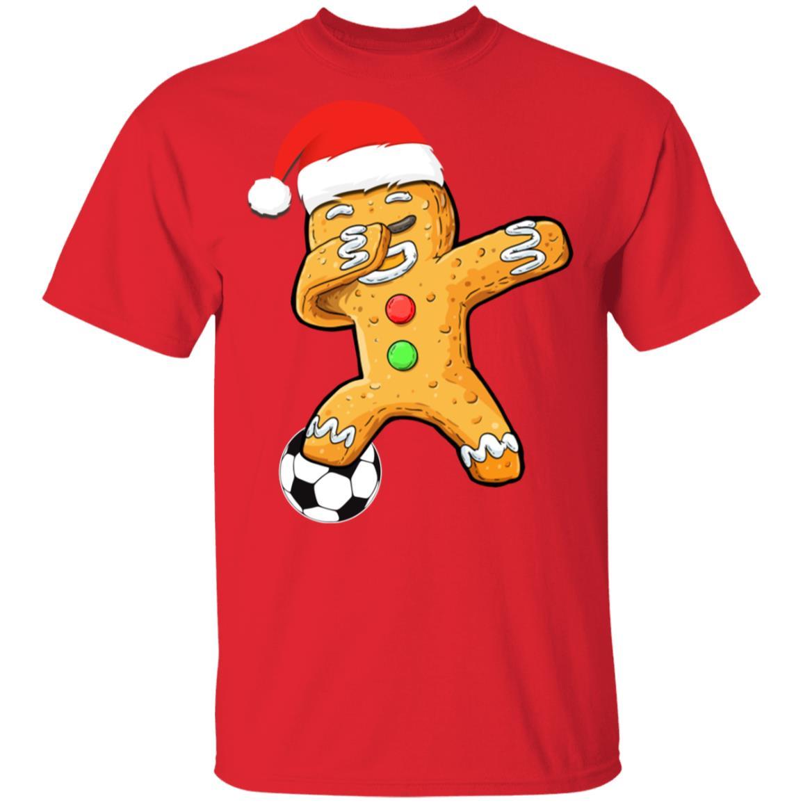 Dabbing Gingerbread Santa Soccer Christmas Pajama Gifts-T-Shirt & Sweatshirt-Classic T-Shirt-Red