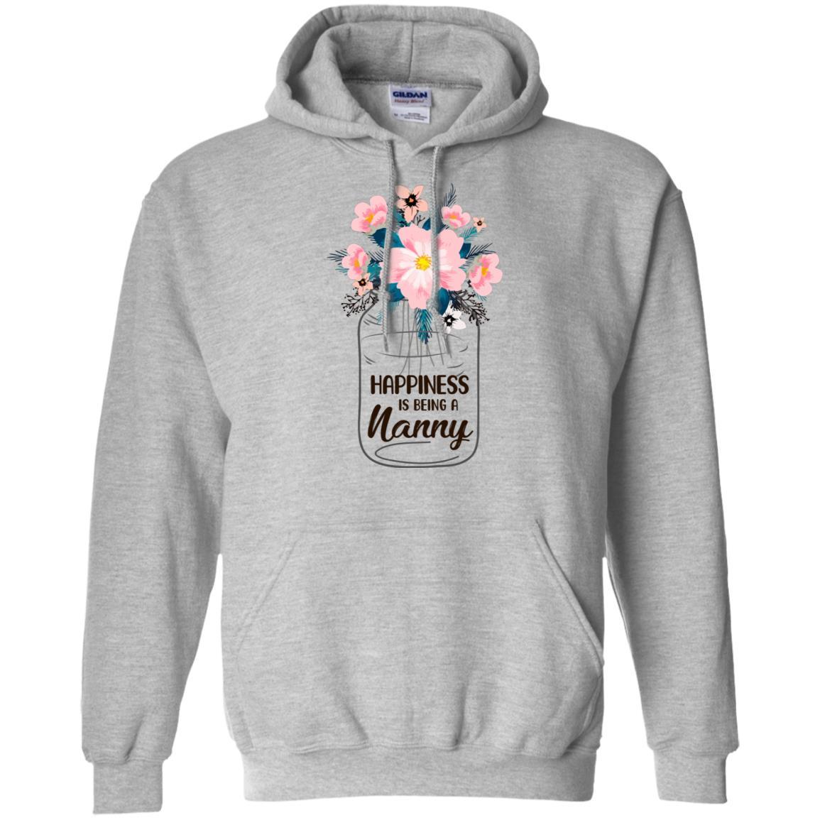 Happiness Is Being Nanny Life Flower Nanny Gifts-T-Shirt & Hoodie-Pullover Hoodie-Sport Grey