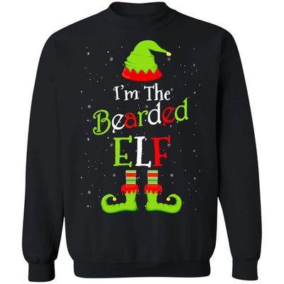 I'm The Bearded Elf Family Matching Funny Christmas Group Gift-T-Shirt & Sweatshirt-Crewneck Sweatshirt-Black