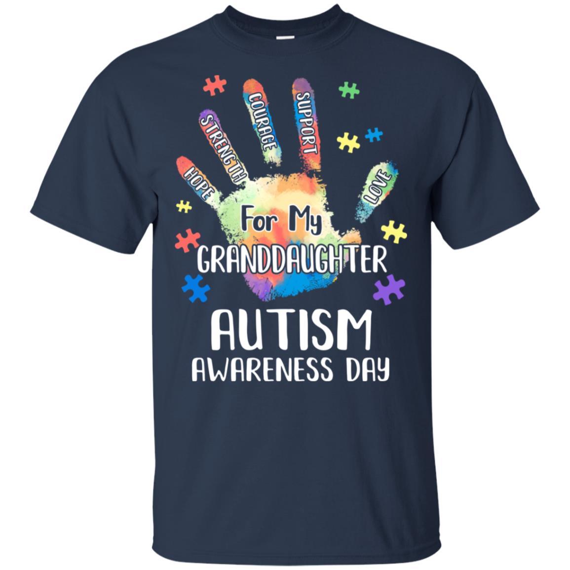 Support Autism Awareness For My Granddaughter Puzzle Gift-T-Shirt & Hoodie-Classic T-Shirt-Navy