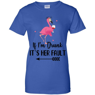 If I'm Drunk It's Her Fault Flamingo Drink Wine Lover Left Arrow-T-Shirt & Tank Top-Women's T-Shirt-Royal