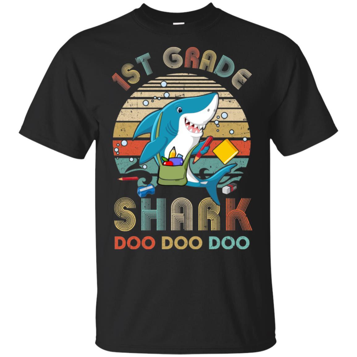 1st Grade Shark Doo Doo Doo Funny Back To School-T-Shirt & Hoodie-Classic T-Shirt-Black