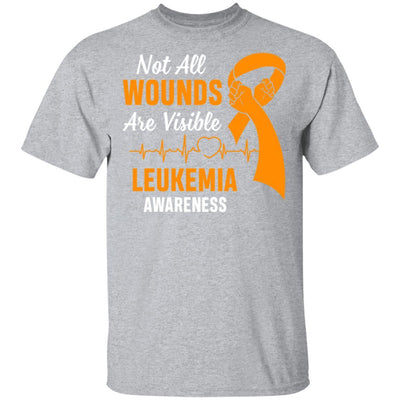 Leukemia Awareness Orange Not All Wounds Are Visible-T-Shirt & Hoodie-Classic T-Shirt-Sport Grey