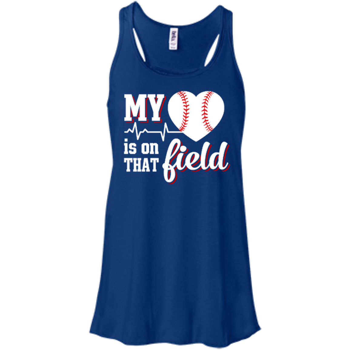 My Heart Is On That Field Baseball-T-Shirt & Hoodie-Women's Flowy Racerback Tank-True Royal