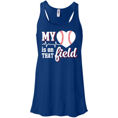 My Heart Is On That Field Baseball-T-Shirt & Hoodie-Women's Flowy Racerback Tank-True Royal