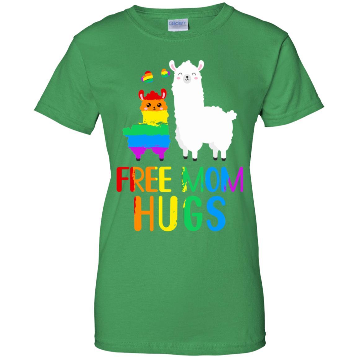 Free Mom Hugs Llama Rainbow Heart LGBT Pride Month-T-Shirt & Hoodie-Women's T-Shirt-Irish Green