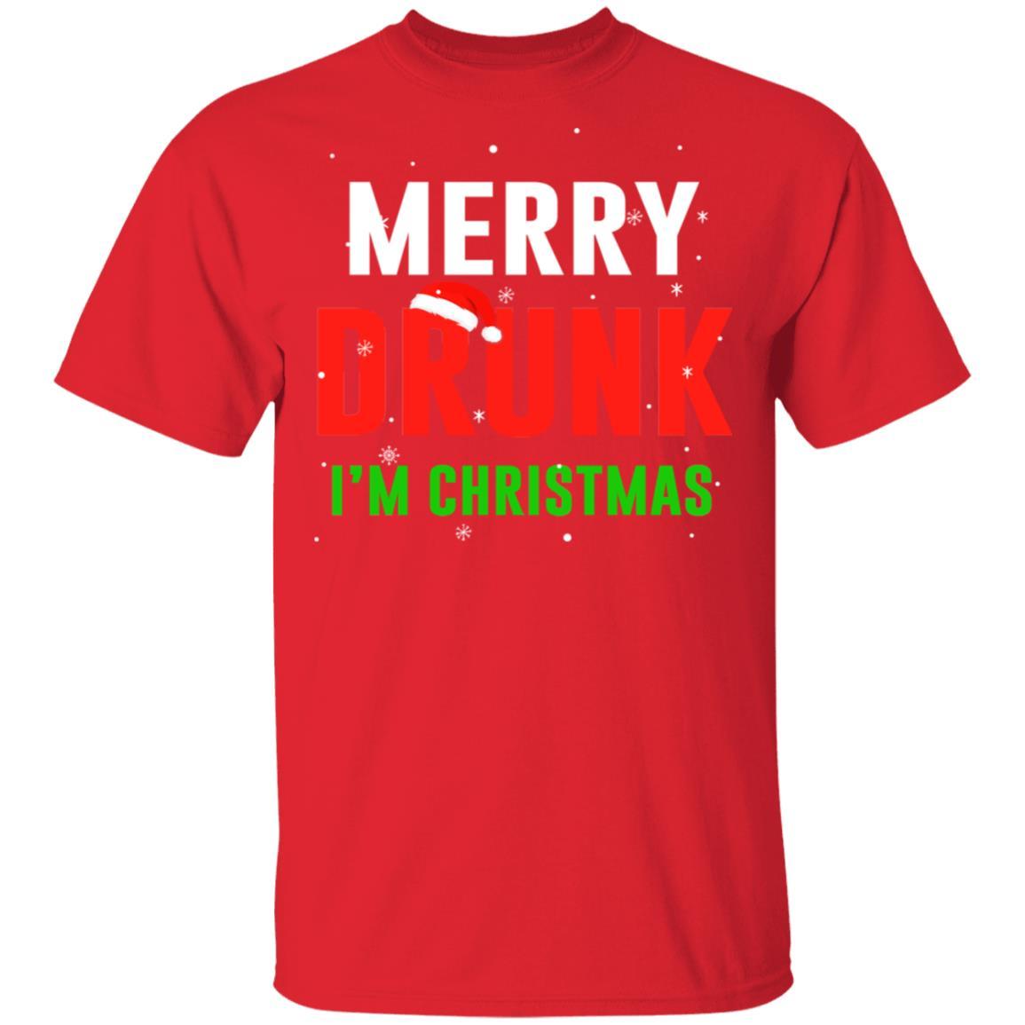 Merry Drunk I'm Christmas Wine Lover Funny Drinking-T-Shirt & Sweatshirt-Classic T-Shirt-Red