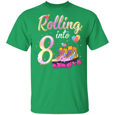8 Years Old Birthday Girls Roller Skates 80's 8th Birthday Youth-Youth Shirt-Youth T-Shirt-Irish Green