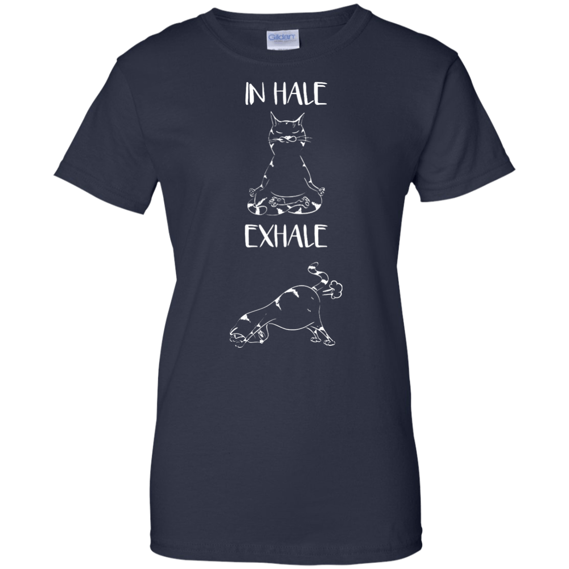 Yoga Cat Inhale Exhale-T-Shirt & Hoodie-Women's T-Shirt-Navy