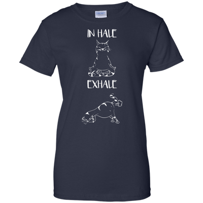 Yoga Cat Inhale Exhale-T-Shirt & Hoodie-Women's T-Shirt-Navy