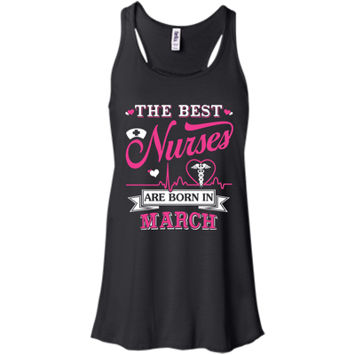 The Best Nurses Are Born In March-T-Shirt & Hoodie-Women's Flowy Racerback Tank-Black