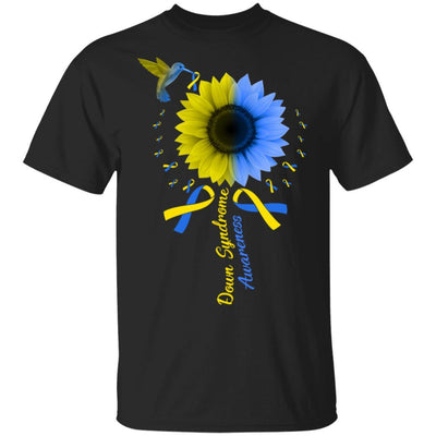 Hummingbird Sunflower Blue Yellow Down Syndrome Awareness-T-Shirt & Hoodie-Classic T-Shirt-Black
