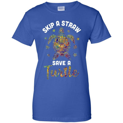 Hippie Skip A Straw Save A Turtle-T-Shirt & Tank Top-Women's T-Shirt-Royal