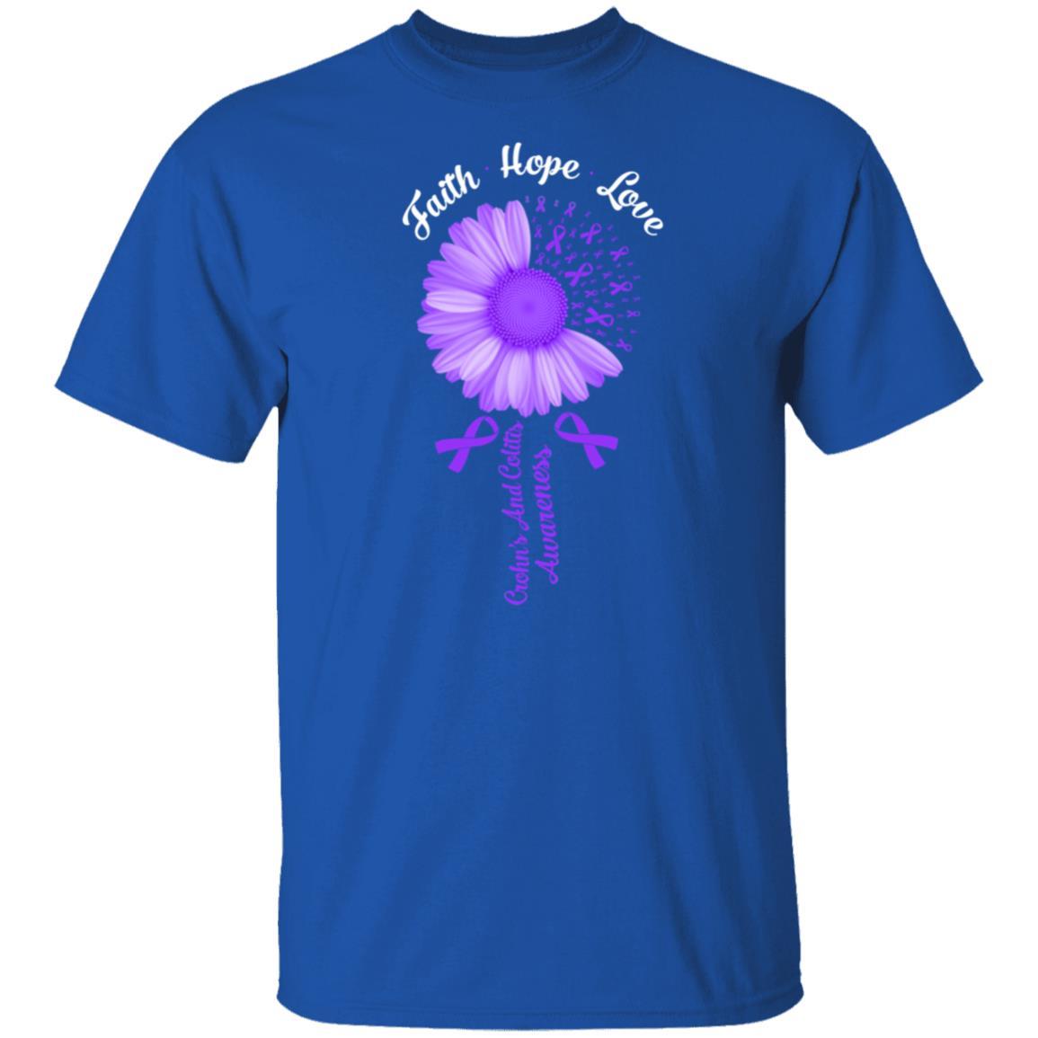 Faith Hope Love Purple Crohn's And Colitis Awareness-T-Shirt & Hoodie-Classic T-Shirt-Royal