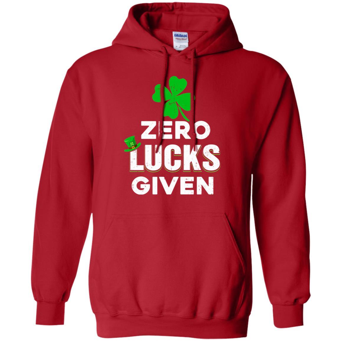 Zero Lucks Given St Patricks Day-T-Shirt & Hoodie-Pullover Hoodie-Red