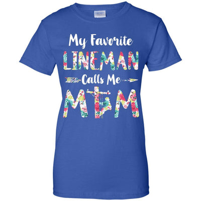 Floral My Favorite Lineman Calls Me Mom Mothers Day Gift-T-Shirt & Hoodie-Women's T-Shirt-Royal