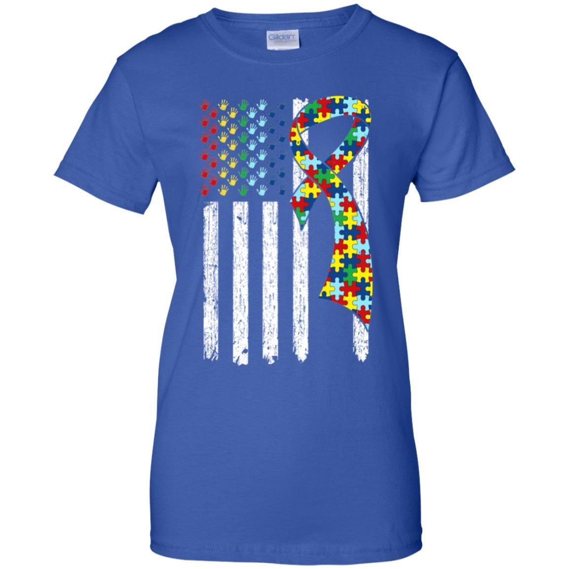Support Autism Awareness American Flag-T-Shirt & Hoodie-Women's T-Shirt-Royal