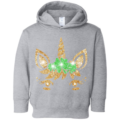 Unicorn Face Saint Patrick's Day For Girls Youth-Youth Shirt-Toddler Fleece Hoodie-Heather Grey