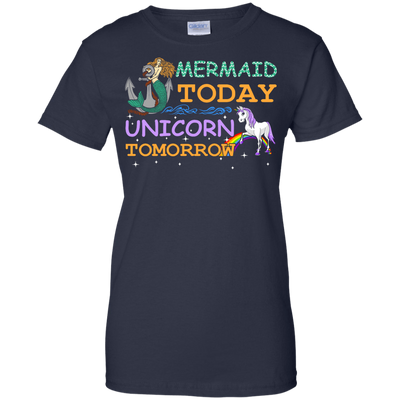 Mermaid Today Unicorn Tomorrow-T-Shirt & Hoodie-Women's T-Shirt-Navy