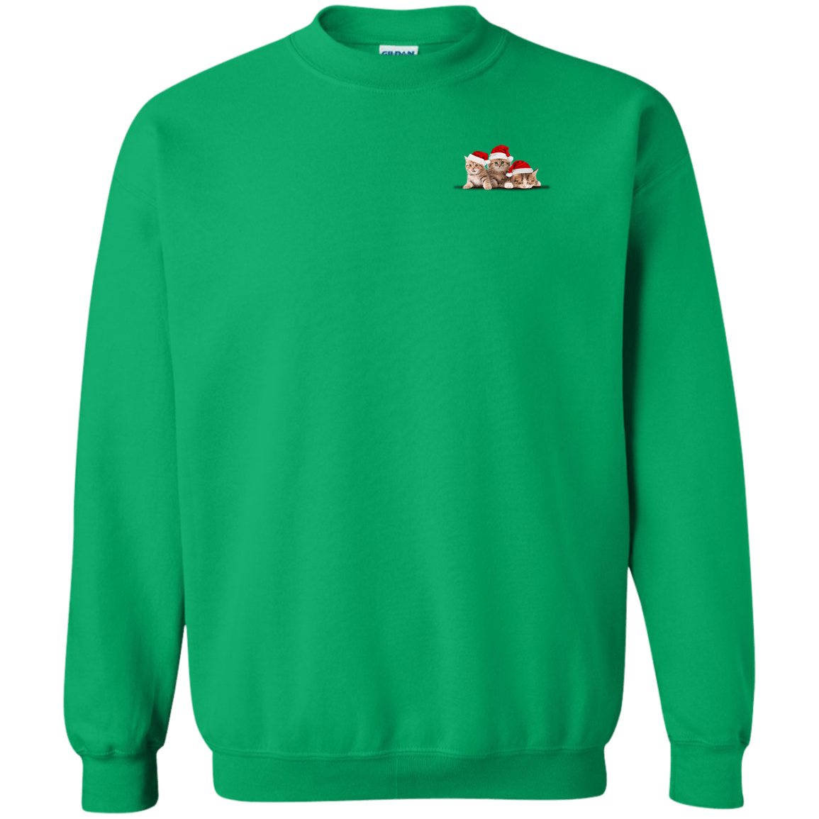 Kitten In A Pocket Cute Cat Christmas-T-Shirt & Hoodie-Crewneck Sweatshirt-Irish Green