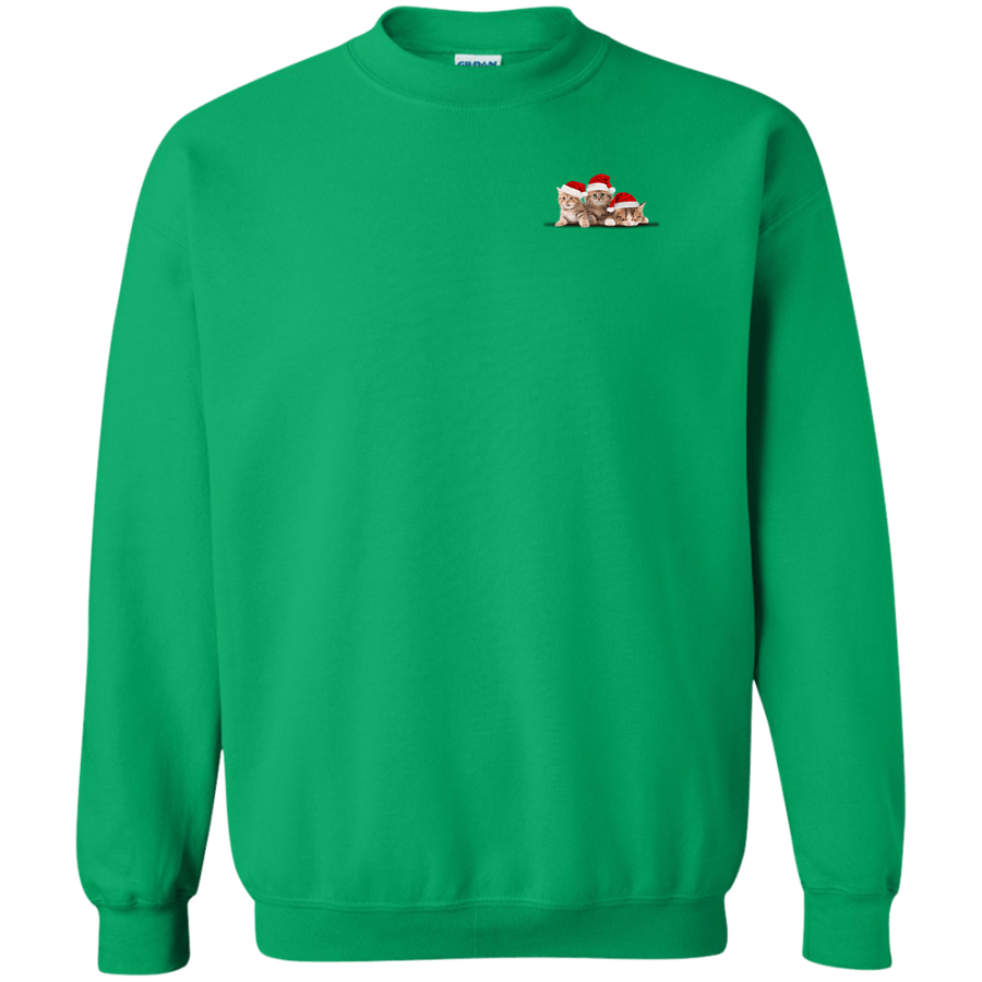 Kitten In A Pocket Cute Cat Christmas-T-Shirt & Hoodie-Crewneck Sweatshirt-Irish Green