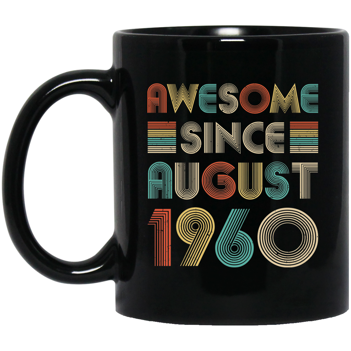 Awesome Since August 1960 Vintage 61th Birthday Gifts Mug-Coffee Mug-BM11OZ 11 oz. Black Mug-Black