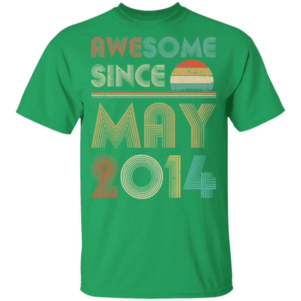 Awesome Since May 2014 Vintage 7th Birthday Gifts Youth-Youth Shirt-Youth T-Shirt-Irish Green