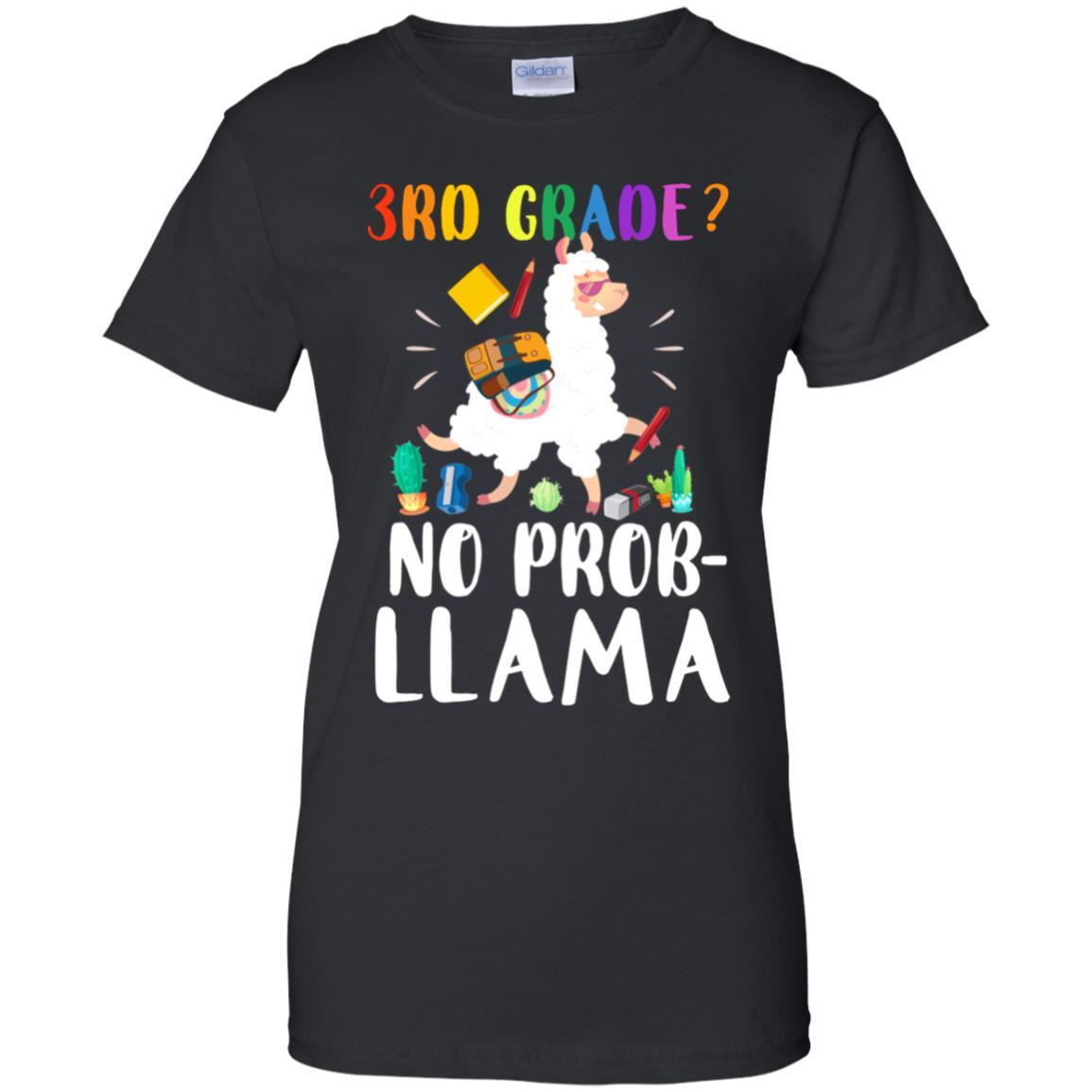 3rd Grade No Prob Llama Funny First Day Of School-T-Shirt & Hoodie-Women's T-Shirt-Black